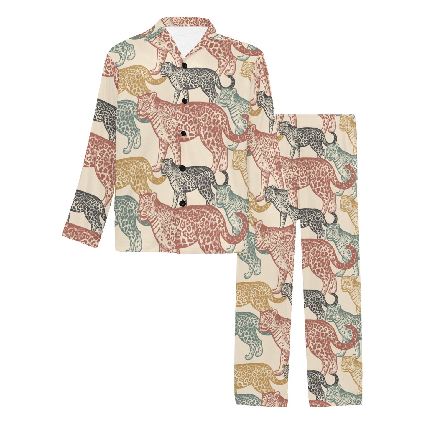 Jaguar Pattern Print Design 01 Men's Long Pajama Set