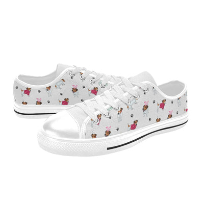 Russell Terriers Print Design LKS308 Women's White Low Top Shoes