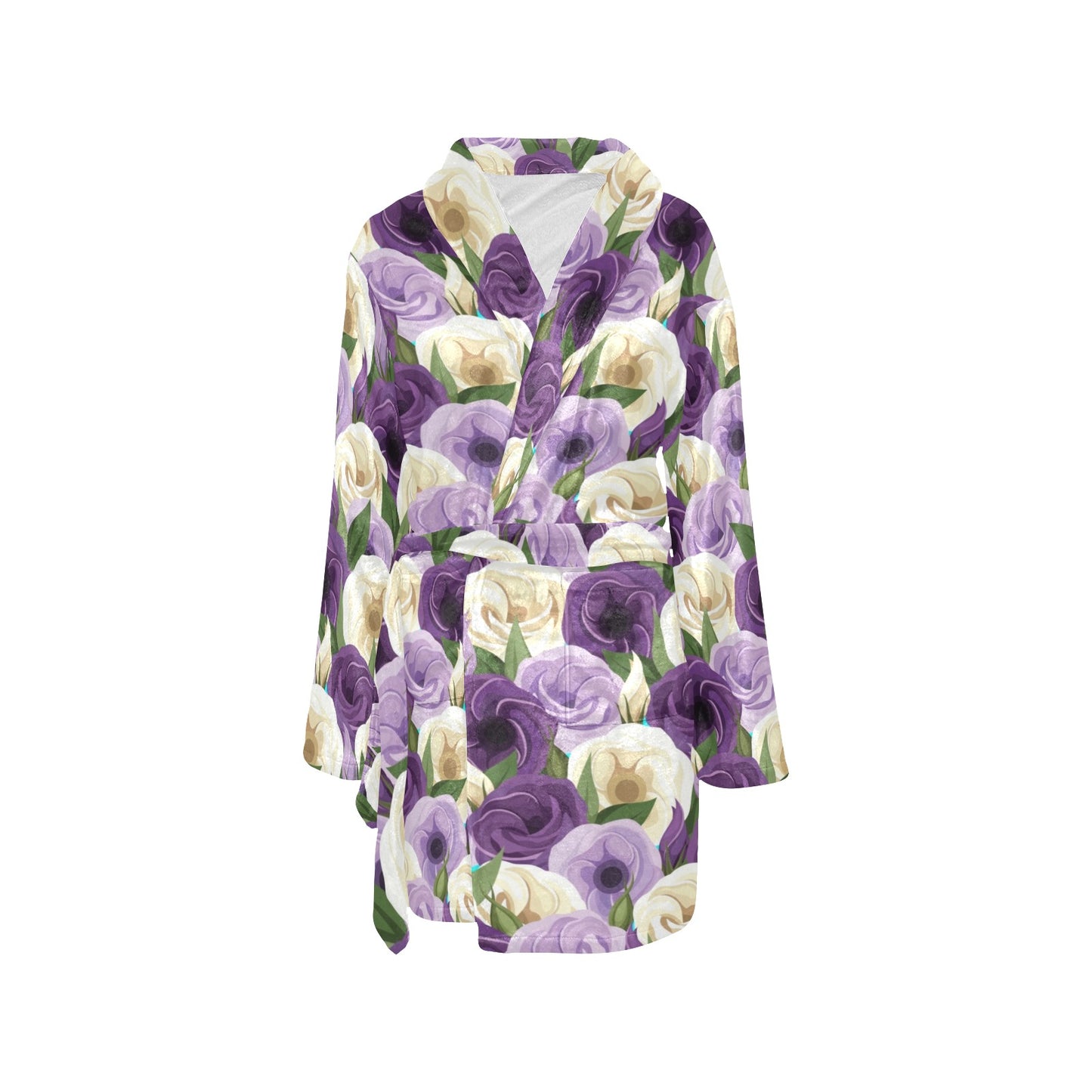 Lisianthus Pattern Print Design LT01 Women's Fleece Robe