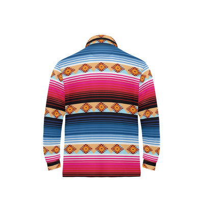 Mexican Pattern Print Design 03 Long Sleeve Polo Shirt For Men's