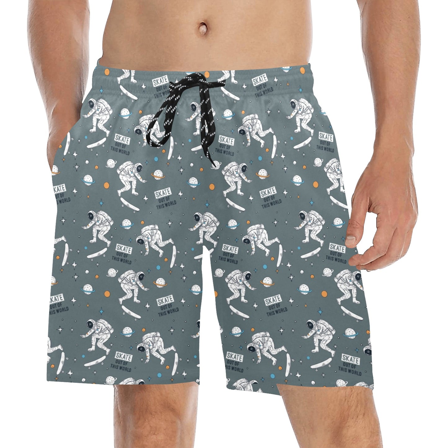 Skateboard Print Design LKS306 Men's Swim Trunks Beach Shorts
