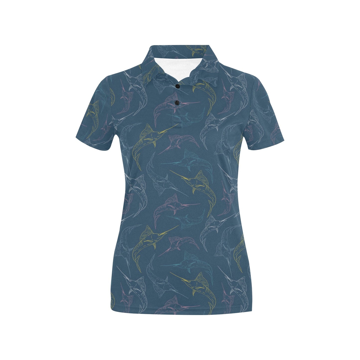 Swordfish Pattern Print Design 02 Women's Polo Shirt