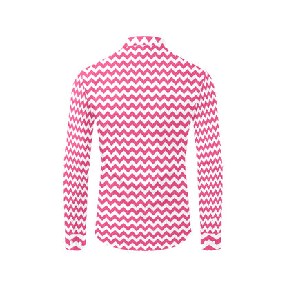 Chevron Print Design LKS402 Men's Long Sleeve Dress Shirt