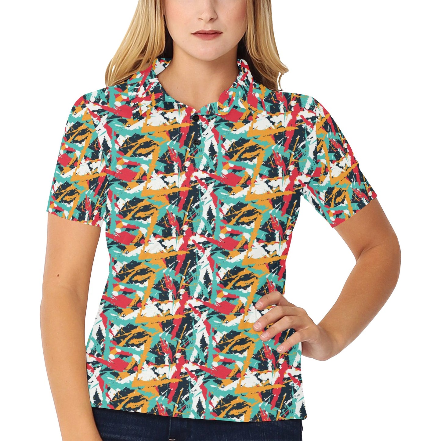 Splatter Print Design LKS304 Women's Polo Shirt