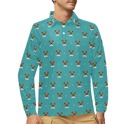 Boxers Pattern Print Design 03 Long Sleeve Polo Shirt For Men's