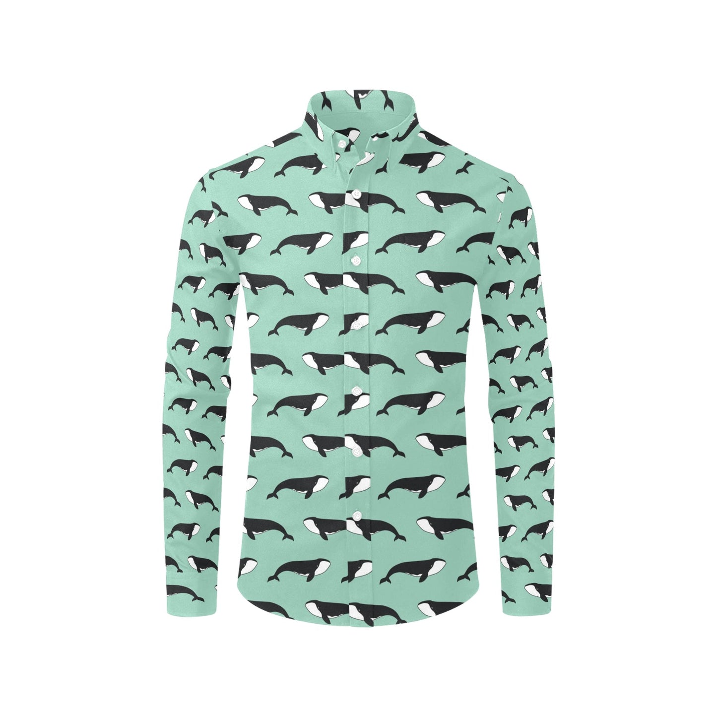 Whale Print Design LKS307 Men's Long Sleeve Dress Shirt