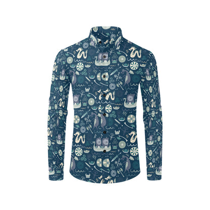 Vikings Print Design LKS305 Men's Long Sleeve Dress Shirt