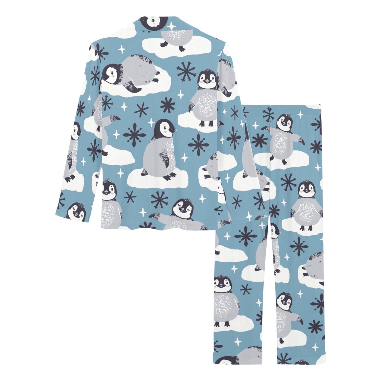Penguin Pattern Print Design A05 Women's Long Pajama Set