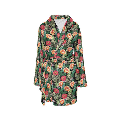 Cactus Pattern Print Design 06 Women's Fleece Robe