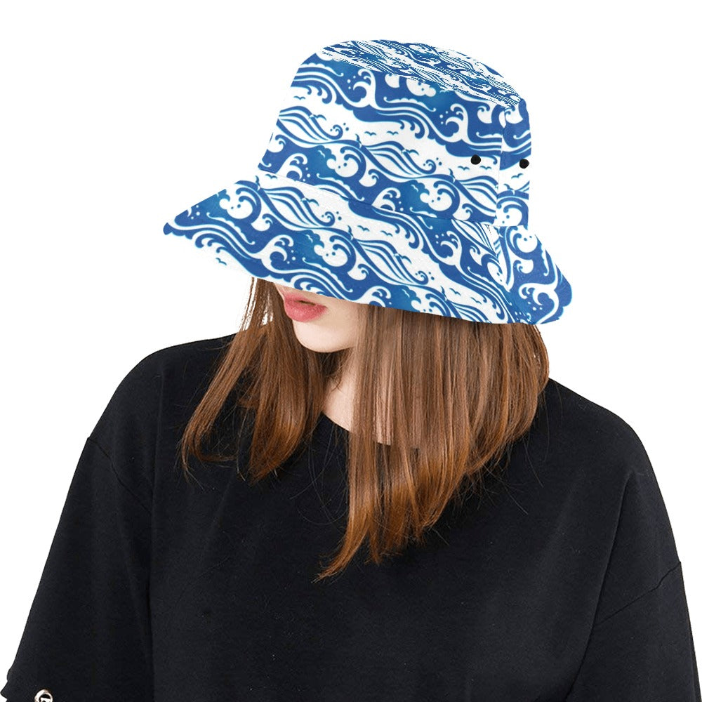 Wave Print Design LKS303 Unisex Bucket Hat