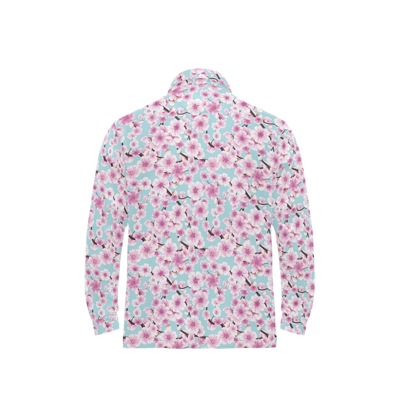 Cherry Blossom Pattern Print Design 01 Long Sleeve Polo Shirt For Men's