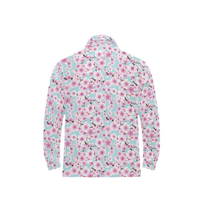 Cherry Blossom Pattern Print Design 01 Long Sleeve Polo Shirt For Men's