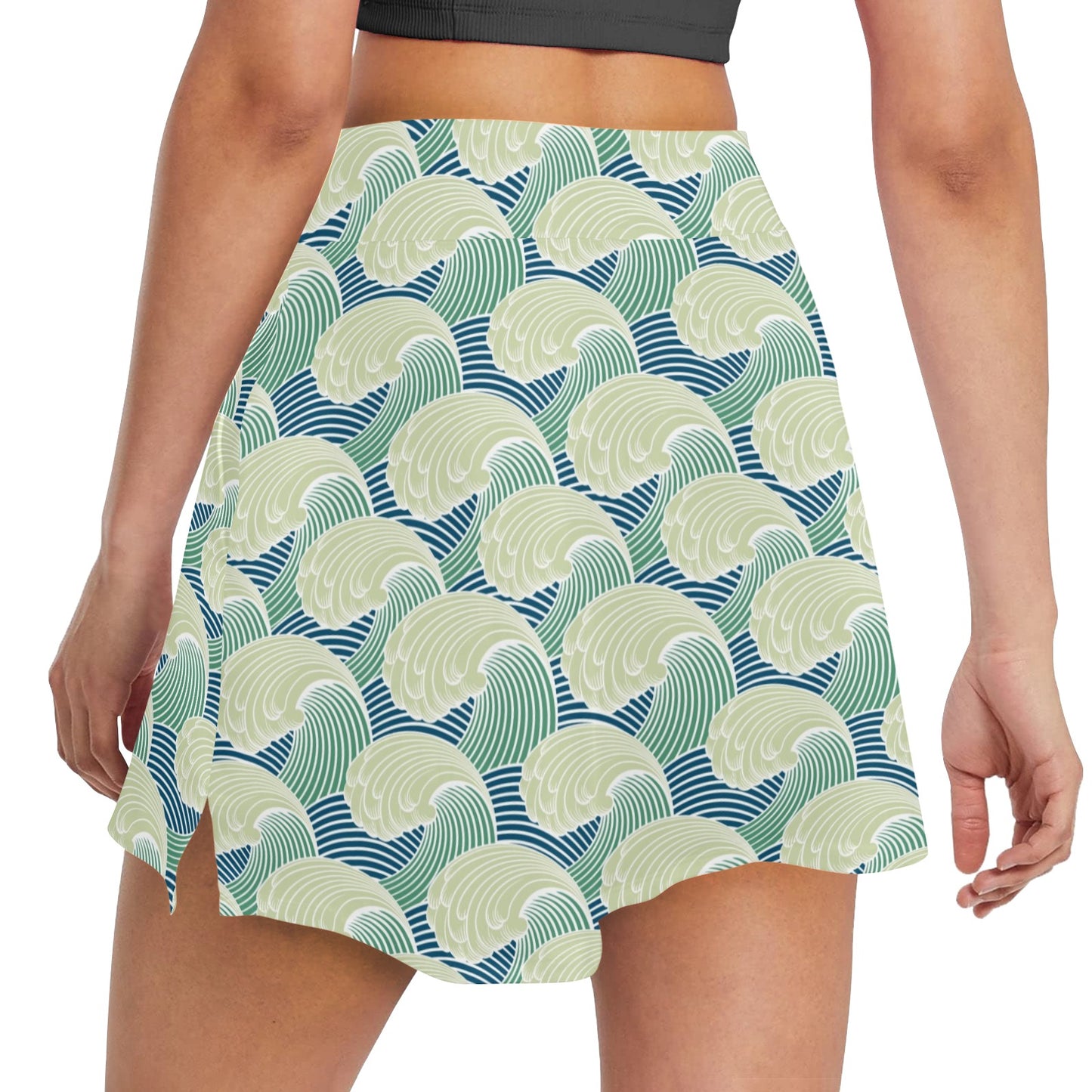 Wave Japan Style Print Design LKS302 17" Golf & Pickleball Skort with Pockets