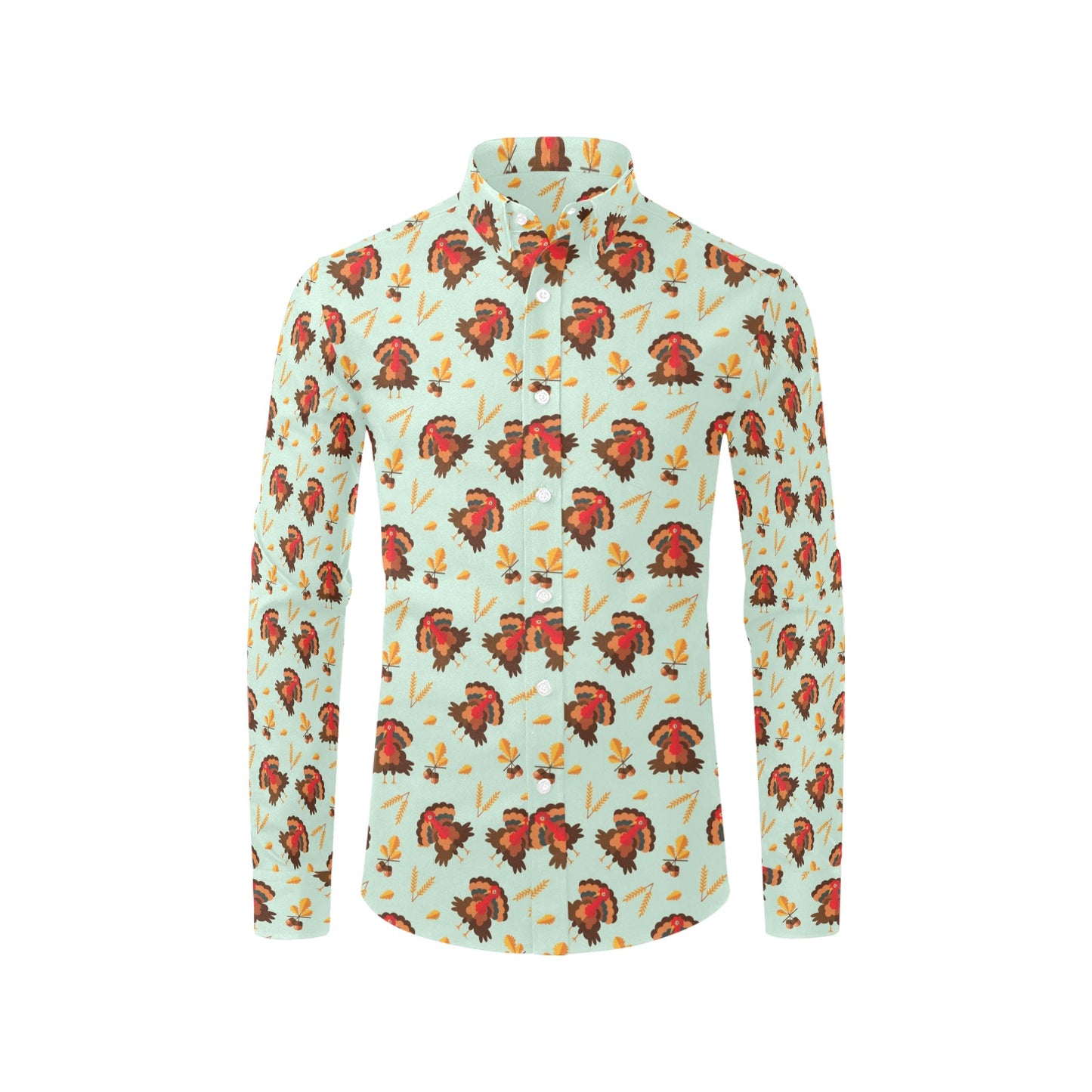 Thanksgiving Print Design LKS309 Men's Long Sleeve Dress Shirt