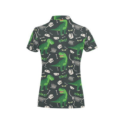 T Rex Pattern Print Design A05 Women's Polo Shirt