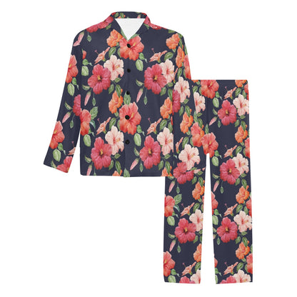 Tropical Flower Pattern Print Design TF020 Men's Long Pajama Set