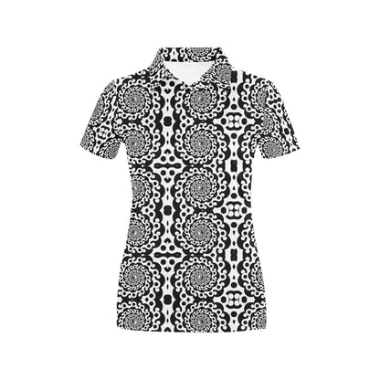 Yin Yang Spiral Design Print Women's Polo Shirt