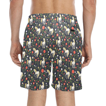 Unicorn Print Design LKS301 Men's Swim Trunks Beach Shorts