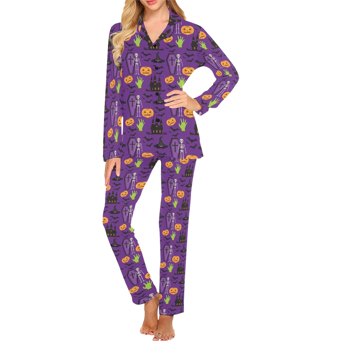 Halloween Print Design LKS403 Women's Long Pajama Set