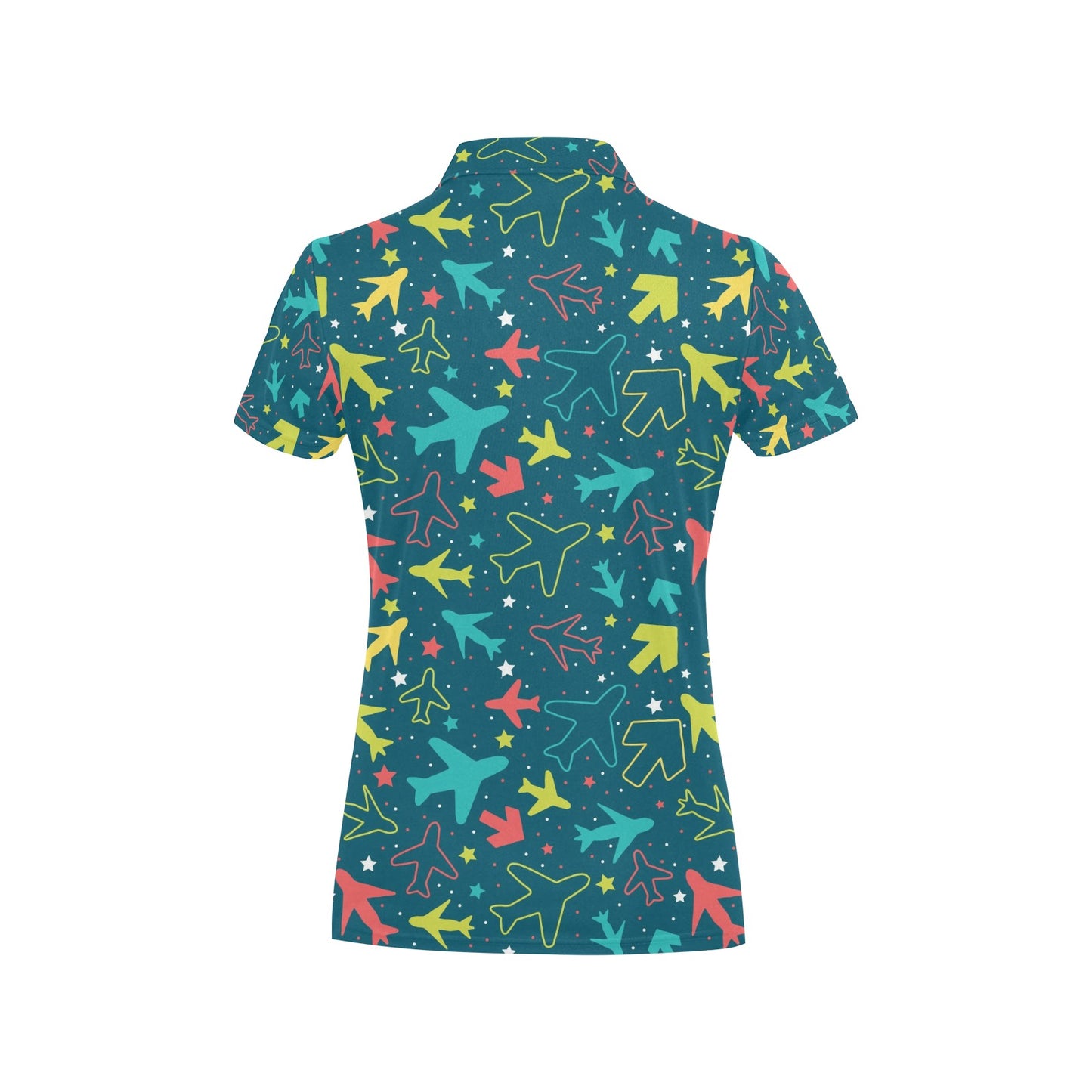Airplane Pattern Print Design 05 Women's Polo Shirt