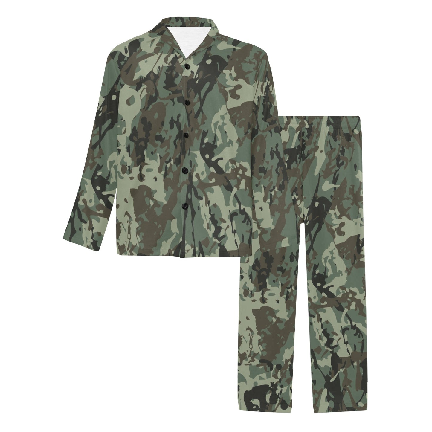 Camouflage Pattern Print Design 06 Men's Long Pajama Set