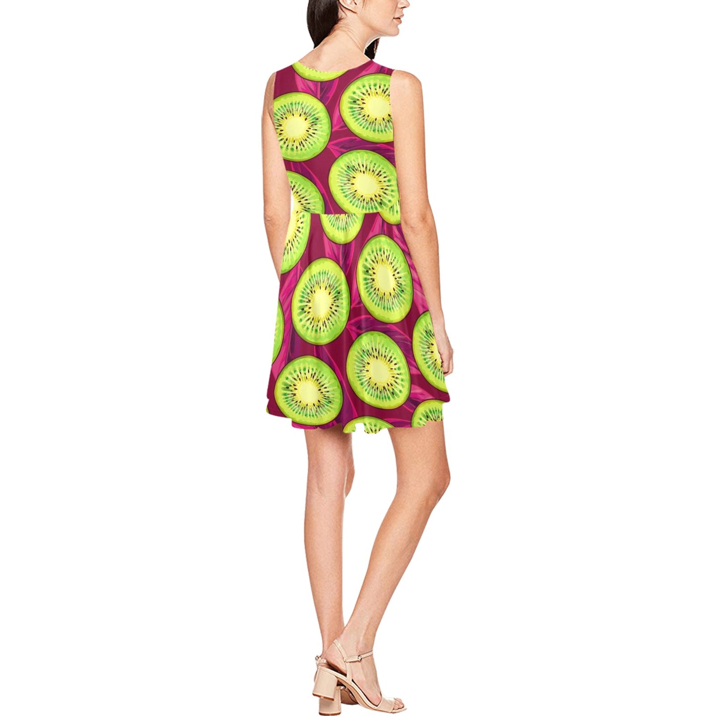 Kiwi Pattern Print Design KW05 Sleeveless Dress