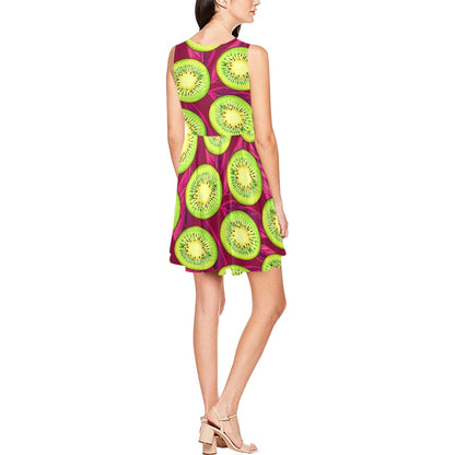 Kiwi Pattern Print Design KW05 Sleeveless Dress