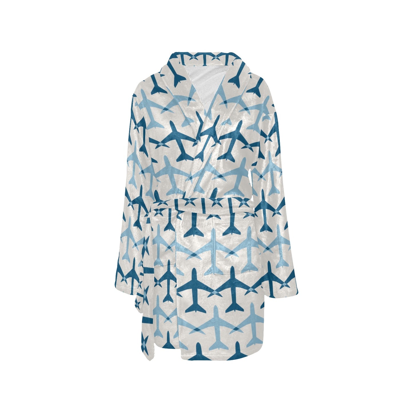 Airplane Pattern Print Design 04 Women's Fleece Robe
