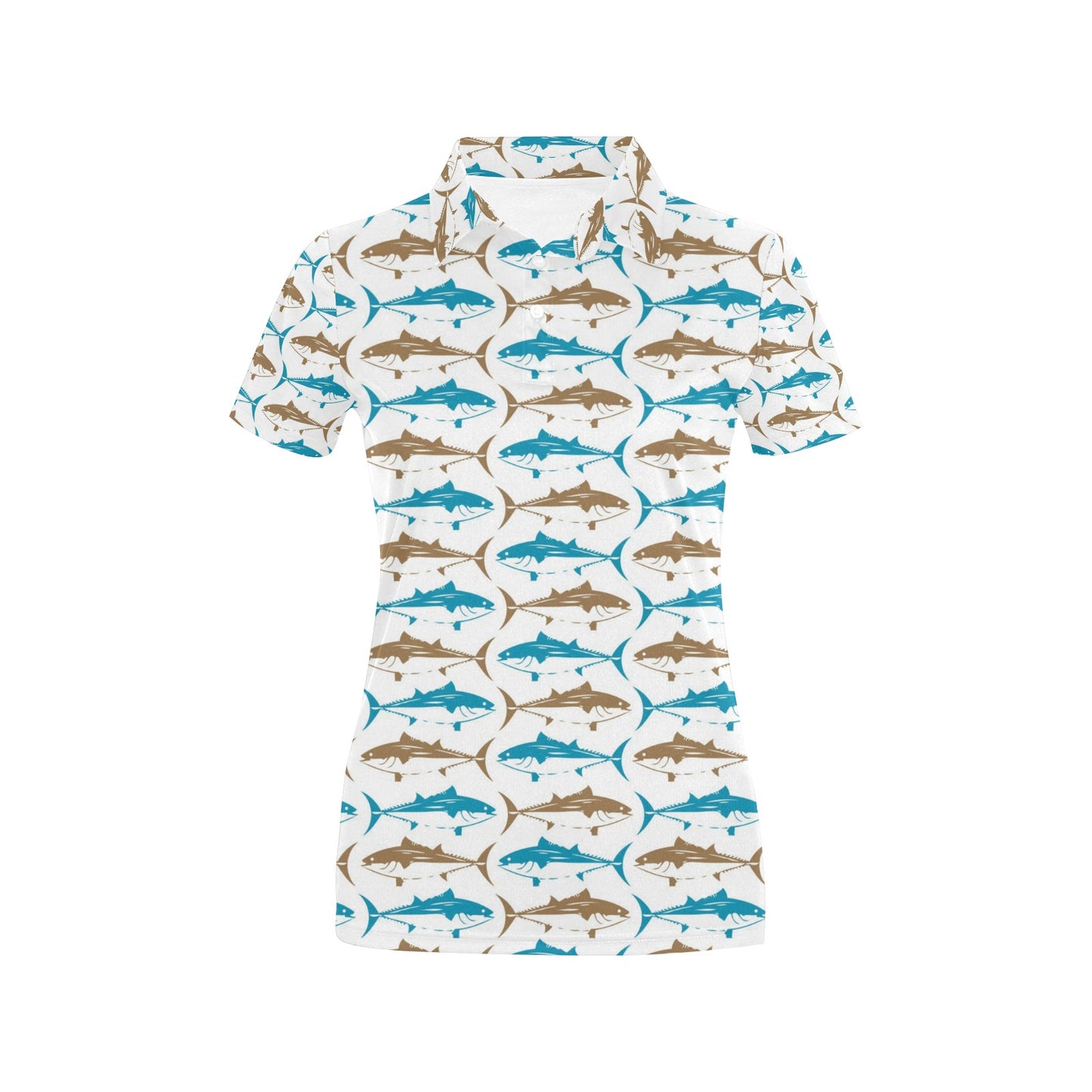Tuna Fish Print Design LKS301 Women's Polo Shirt