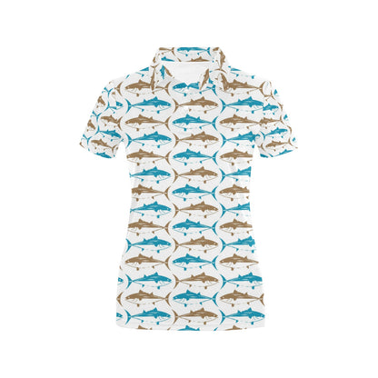 Tuna Fish Print Design LKS301 Women's Polo Shirt