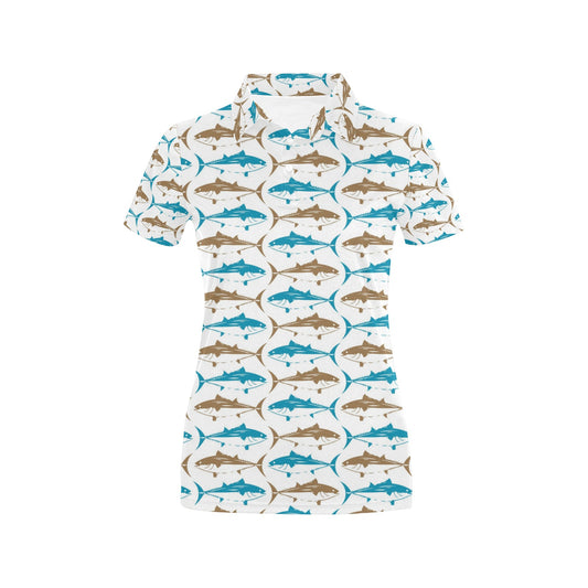Tuna Fish Print Design LKS301 Women's Polo Shirt