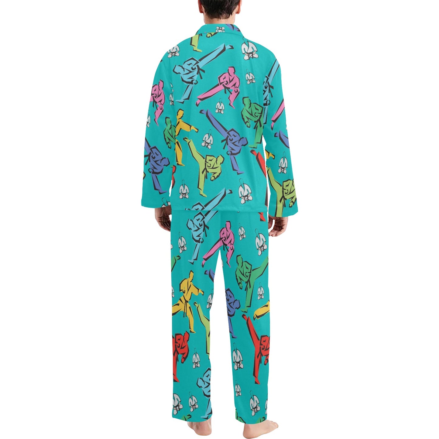 Judo Pattern Print Design 01 Men's Long Pajama Set