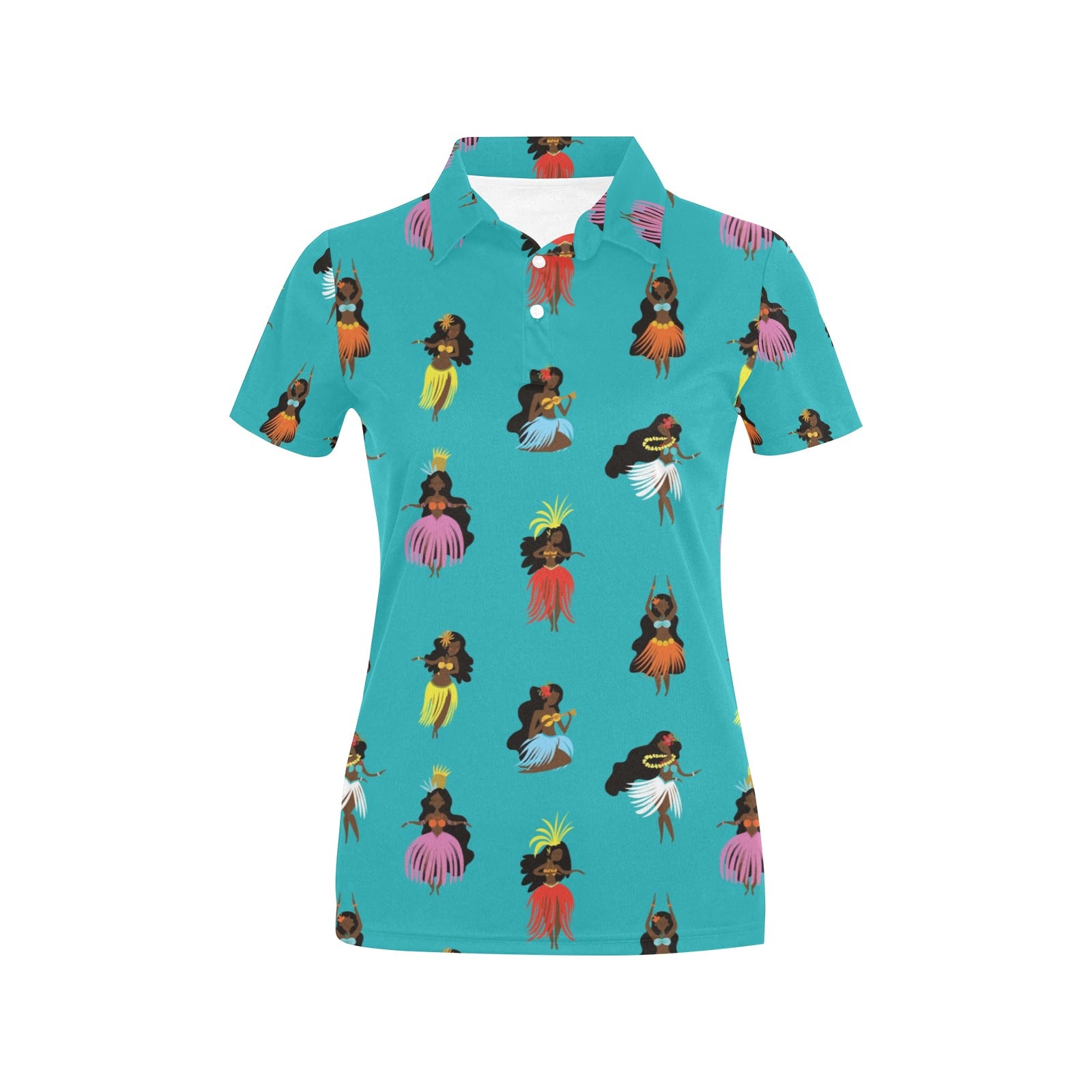 Hula Dancers Pattern Print Design 04 Women's Polo Shirt