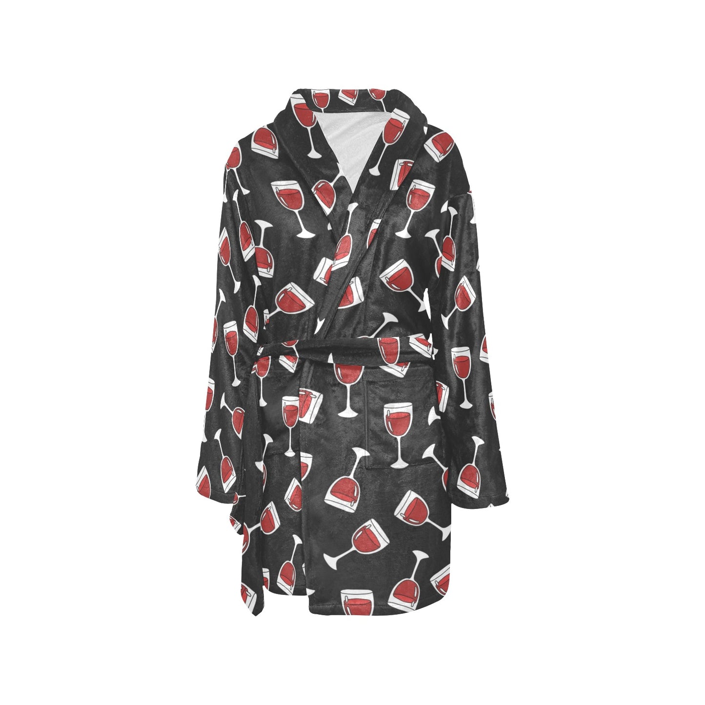 Wine Glass Print Design LKS303 Women's Fleece Robe