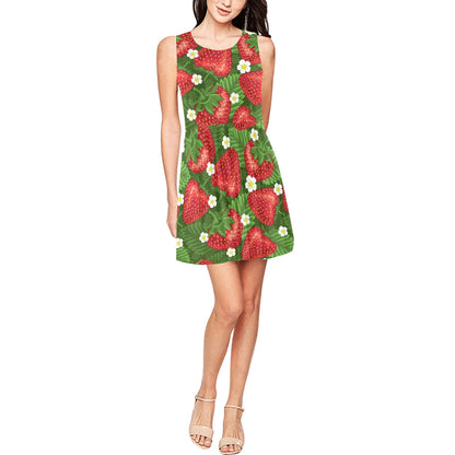 Strawberry Pattern Print Design SB05 Sleeveless Dress