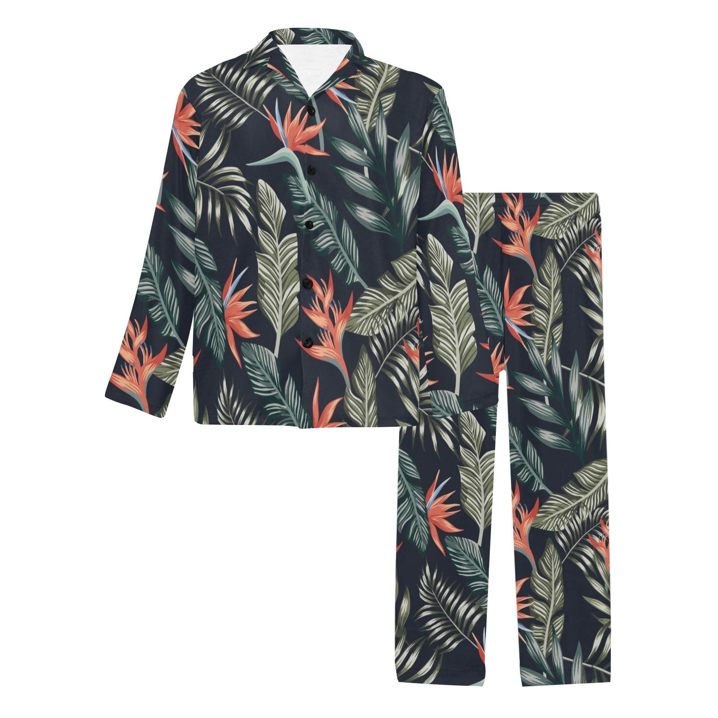 Bird Of Paradise Pattern Print Design BOP02 Men's Long Pajama Set