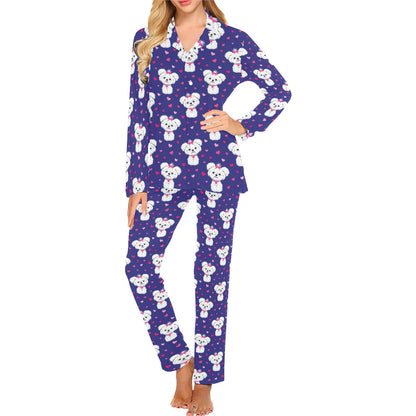 Maltese Pattern Print Design 02 Women's Long Pajama Set