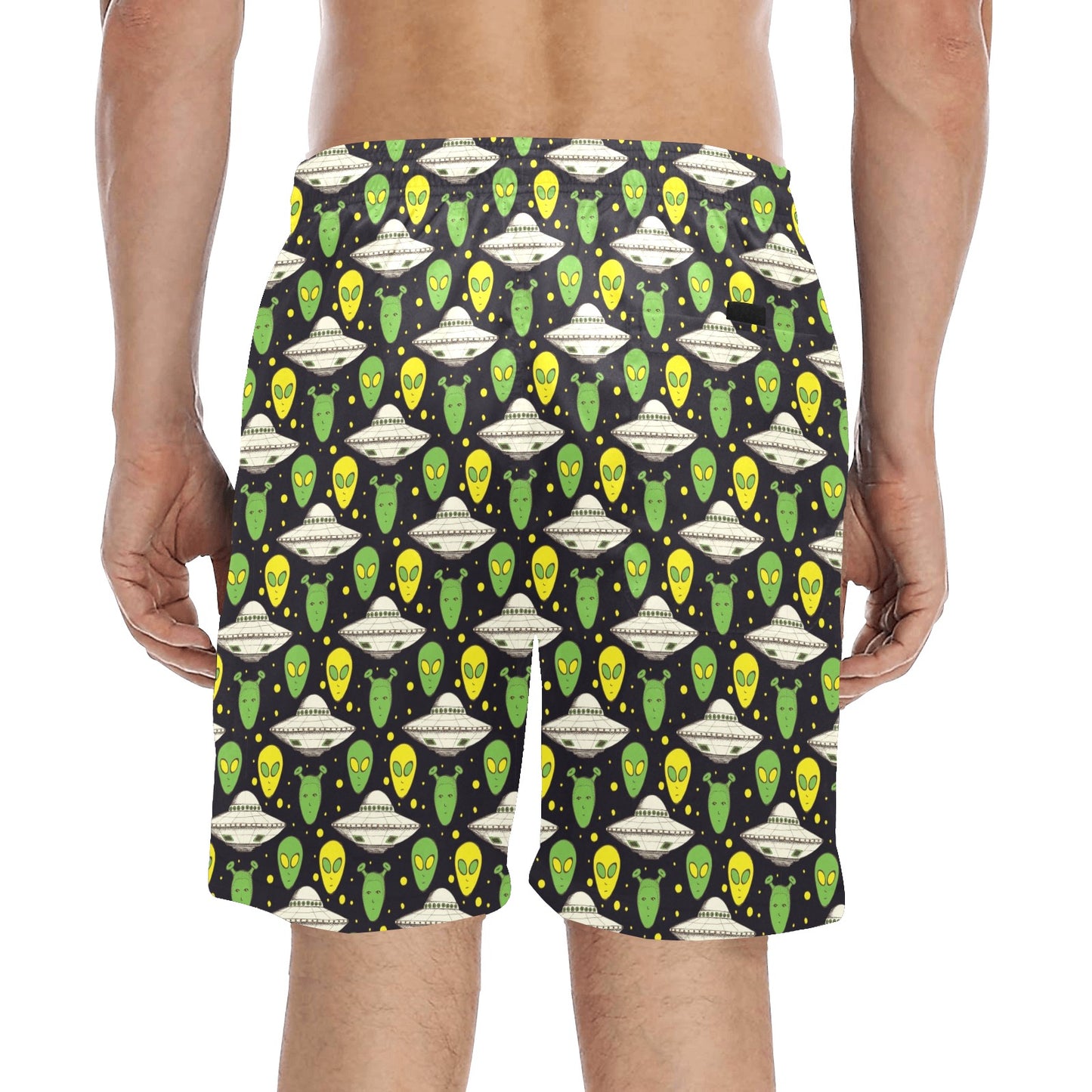 Alien UFO Pattern Men's Swim Trunks Beach Shorts