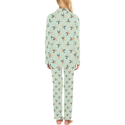 Windmill Pattern Print Design 02 Women's Long Pajama Set