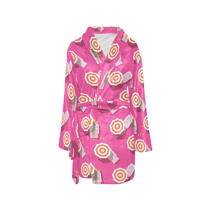 Beach Top View Umbrella Theme Women's Fleece Robe