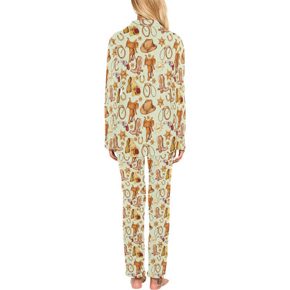 Western Cowboy Design Pattern Women's Long Pajama Set