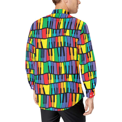 Piano Print Design LKS402 Men's Long Sleeve Dress Shirt