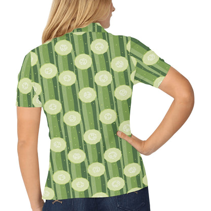 Cucumber Pattern Print Design CC03 Women's Polo Shirt