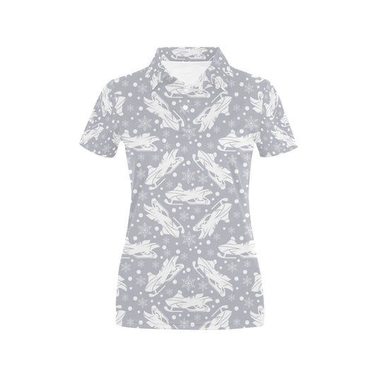 Snowmobile Print Design LKS302 Women's Polo Shirt