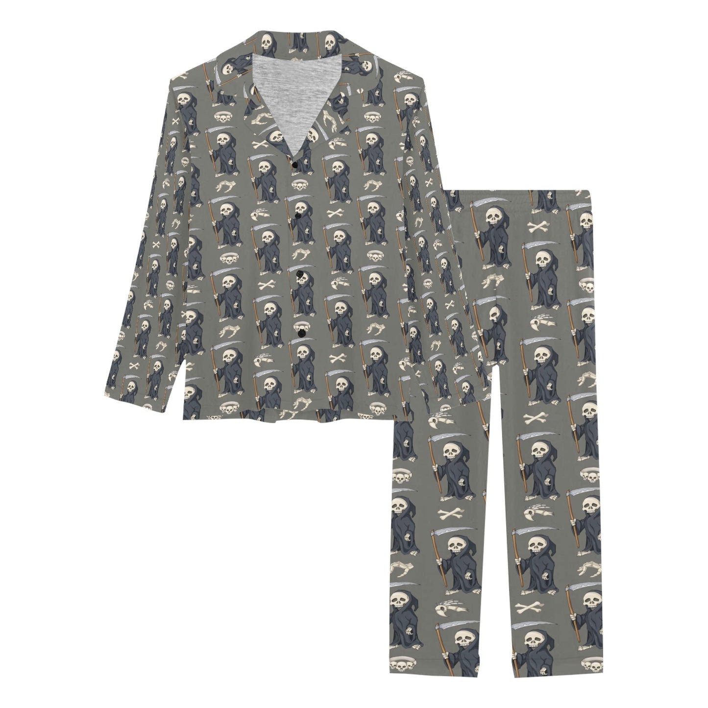 Skeleton Print Design LKS308 Women's Long Pajama Set
