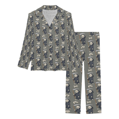 Skeleton Print Design LKS308 Women's Long Pajama Set