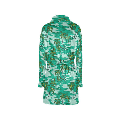 Palm Tree Pattern Print Design A01 Women's Fleece Robe