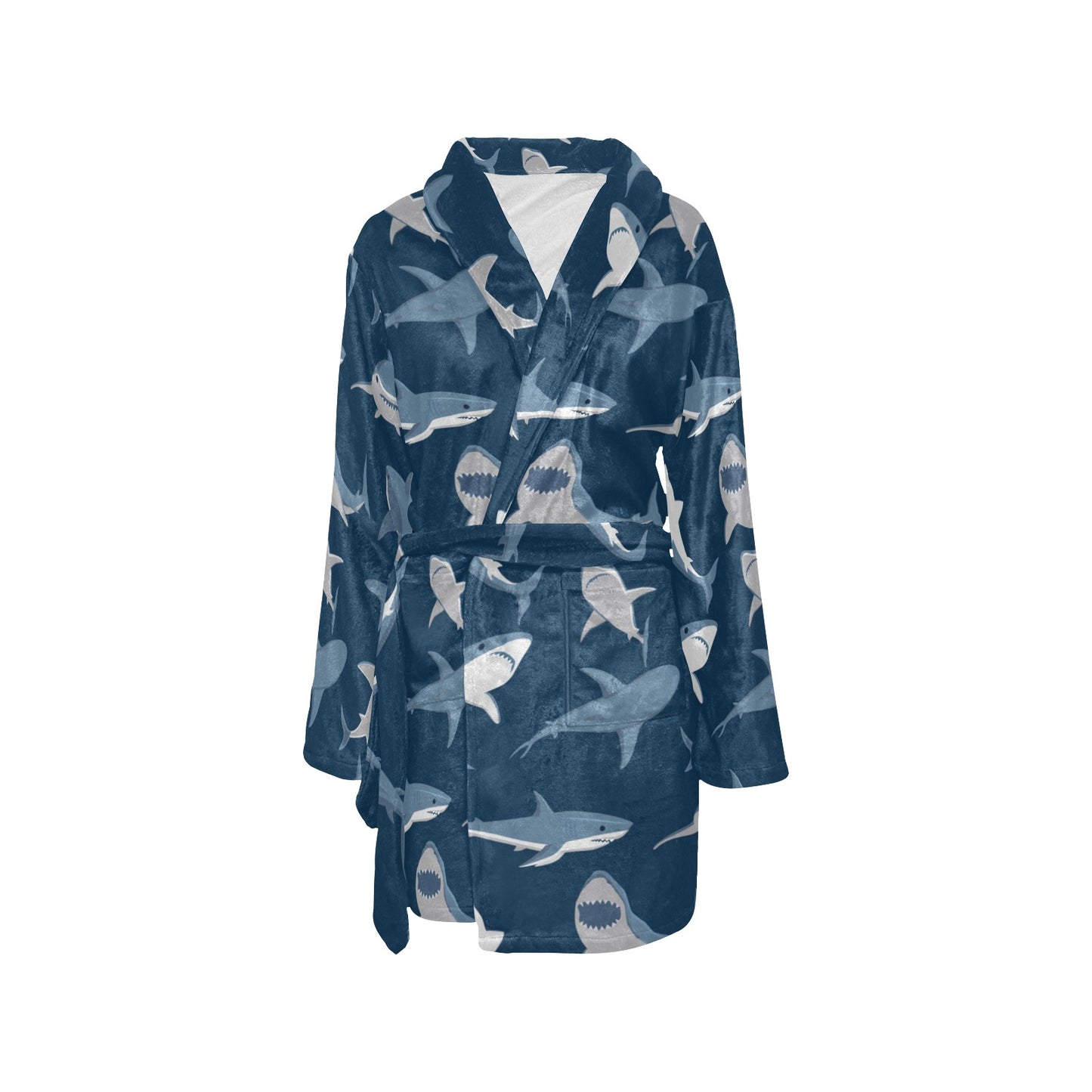 Shark Action Pattern Women's Fleece Robe