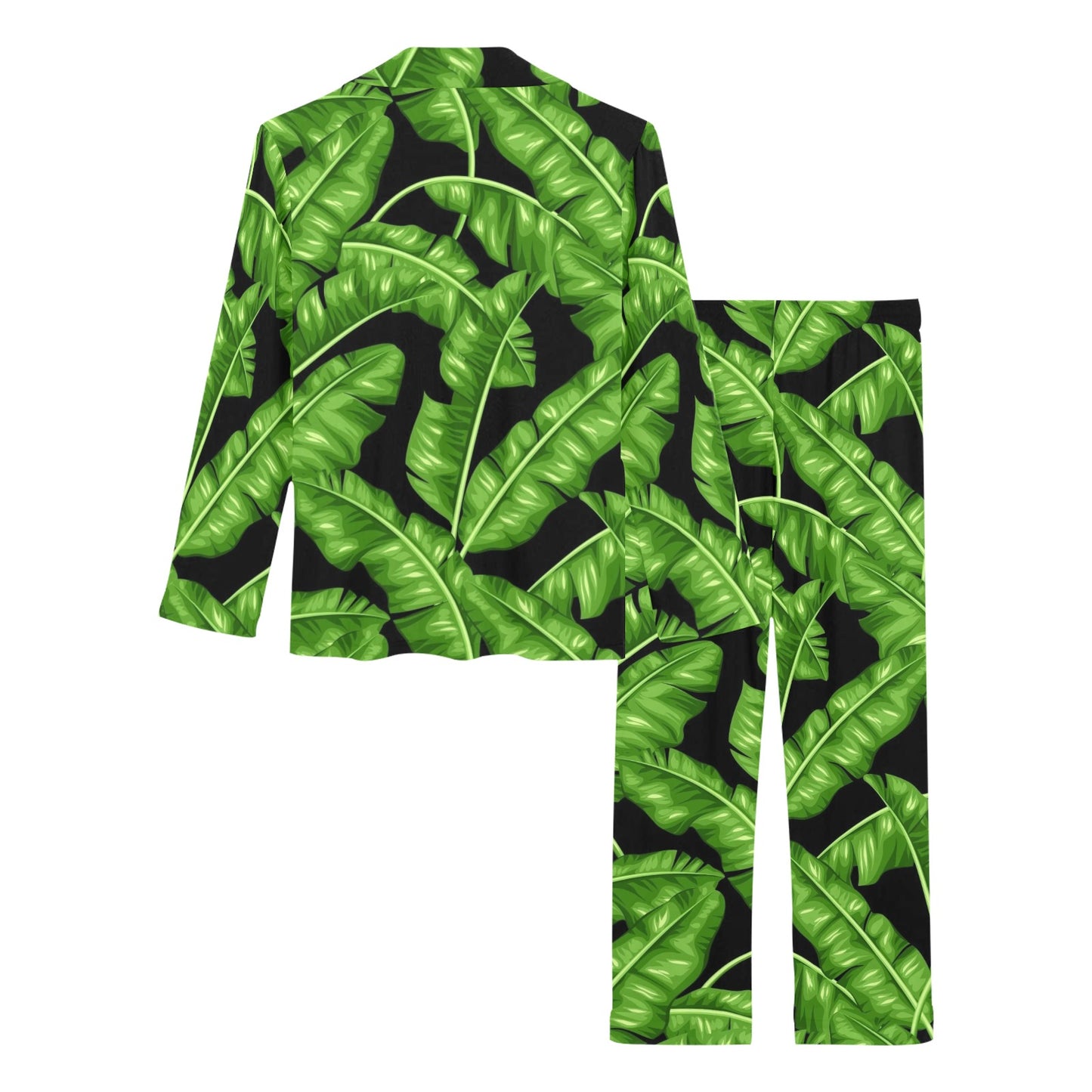 Banana Leaf Pattern Print Design BL01 Women's Long Pajama Set