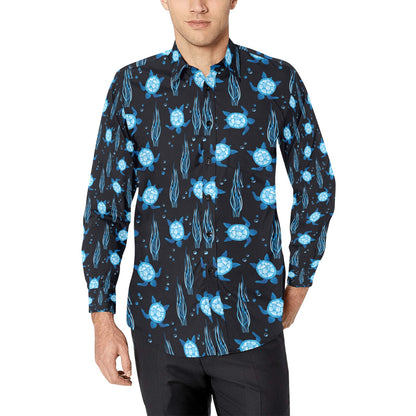 Sea Turtle Print Design LKS3013 Men's Long Sleeve Dress Shirt